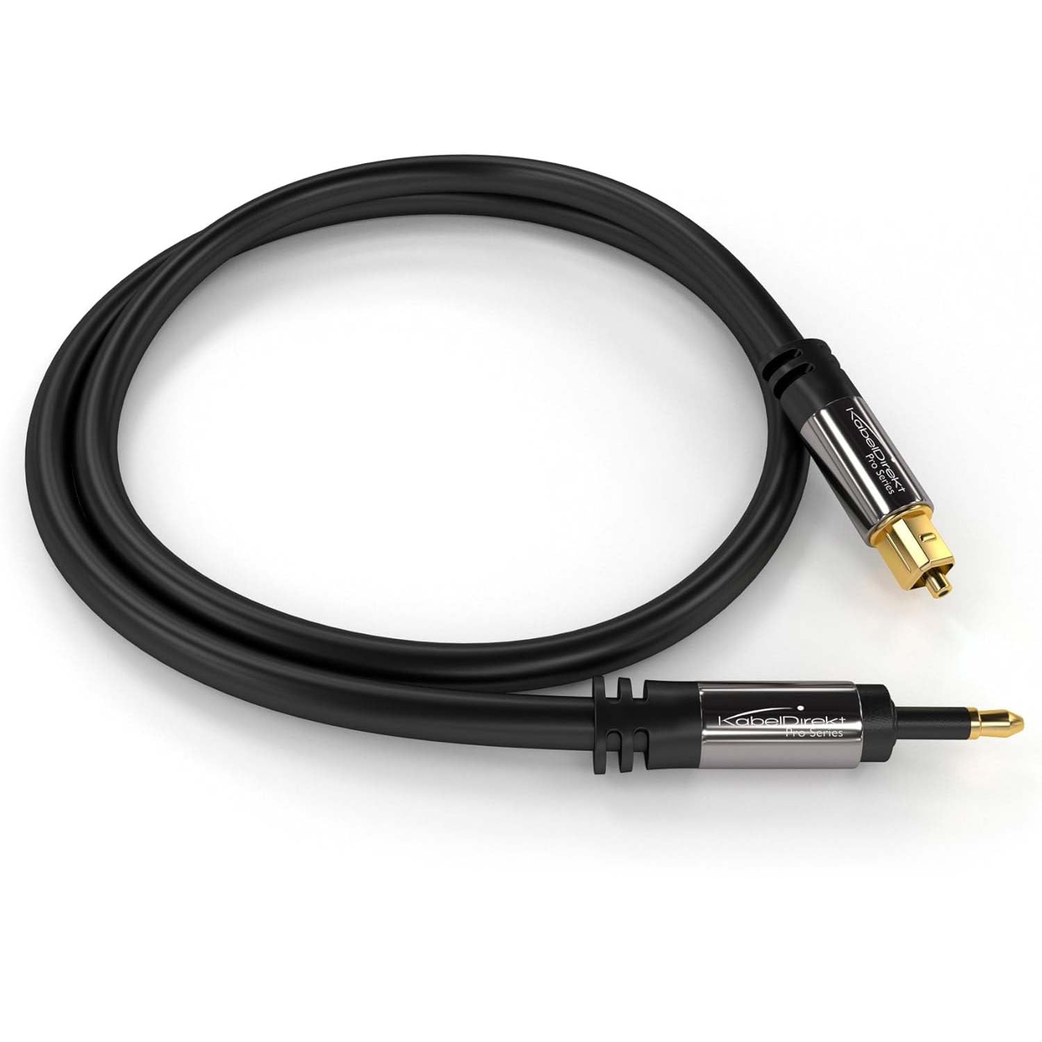 KabelDirekt – Przewód optyczny cyfrowy audio Mini-TOSLINK 0,5m (Mini-TOSLINK > TOSLINK) – PRO Series