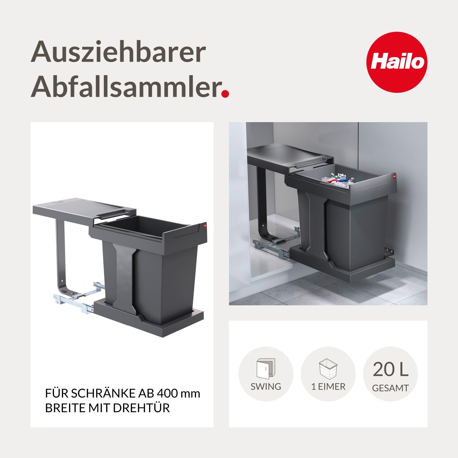 Hailo AS Solo 20 automatic - 3636001 Einbau Abfallsammler
