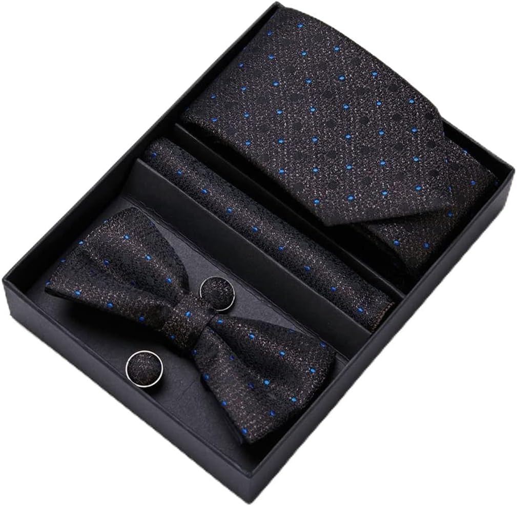 Men Bow Tie and Handkerchief Set Bowtie Slim Necktie