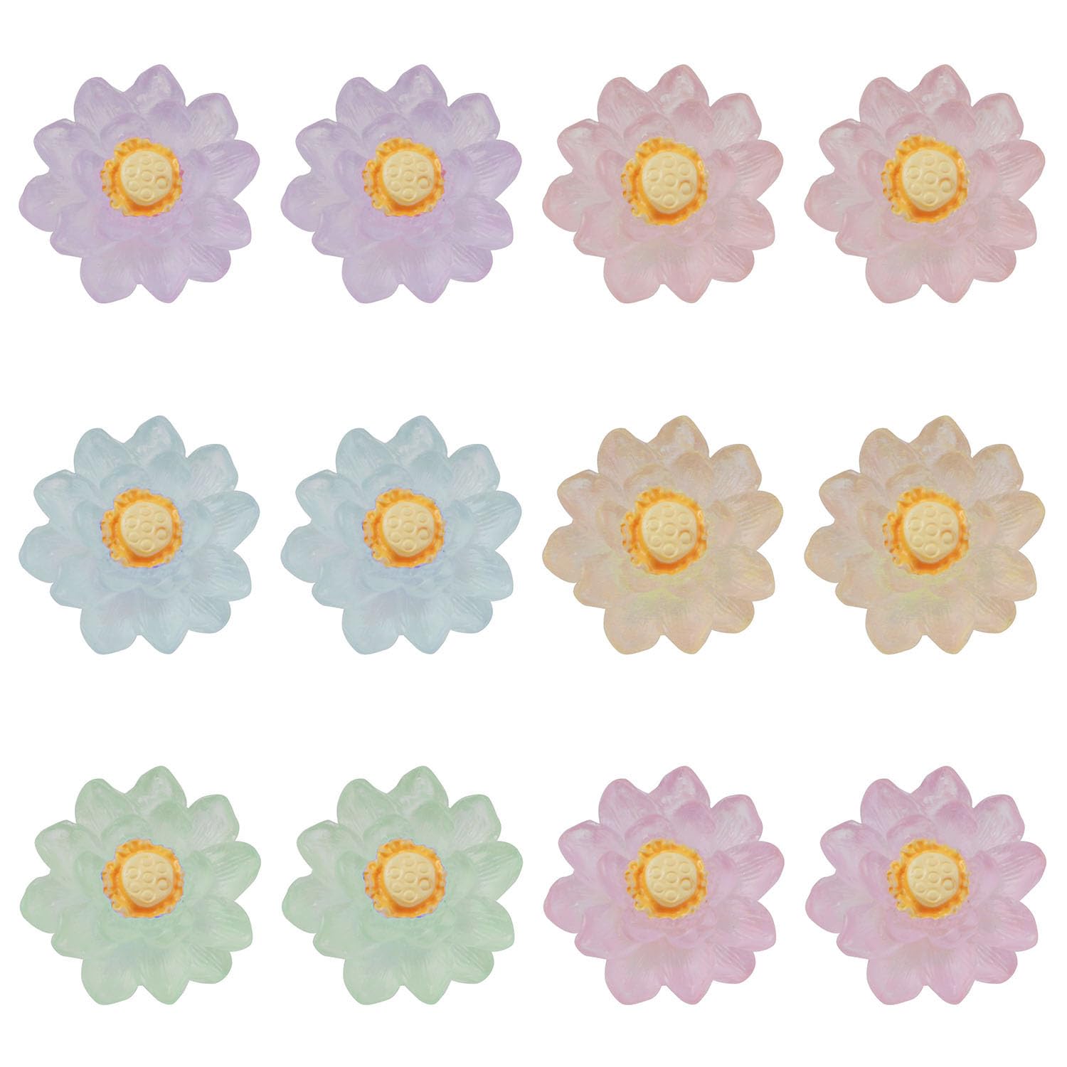 XGNG 12pcs Resin Colorful Lotus Flower Microlandscape Creative Luminous Lotus Leaf Eco-Bottle Fish Tank Aquarium DIY Aquascape Decoration Accessories Lotus Small Ornament