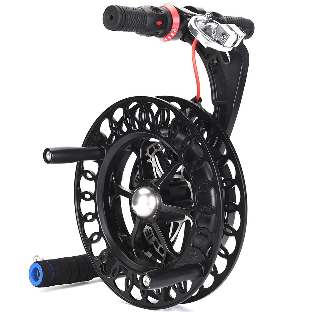Carrete de Hilo para Cometas, con Rueda de Agarre y Freno, bloqueable, con Interruptor antirretroceso, Accesorio para Cometas de Exterior, para Adultos y niños (Color: Negro, tamaño: 28 cm)