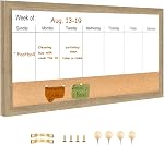 Magnetic Weekly Dry Erase White Board and Cork Board, White Wood Frame,Magnetic Surface Whiteboard for Home Office and Wall Decor(ZHZL-2040WH)