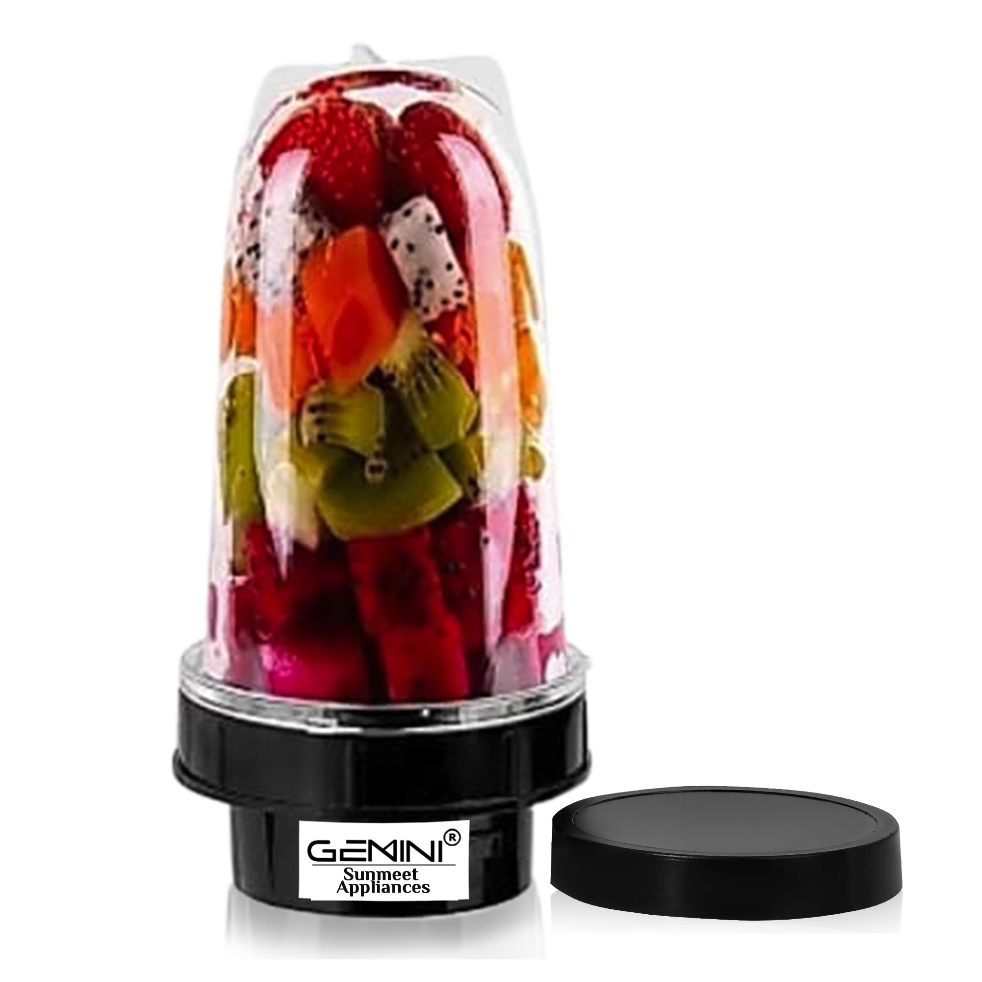 gemini heavy quality bullet jar for mixer grinder large 530ml abs transparent mixer juicer jar sa53, black pack of 1
