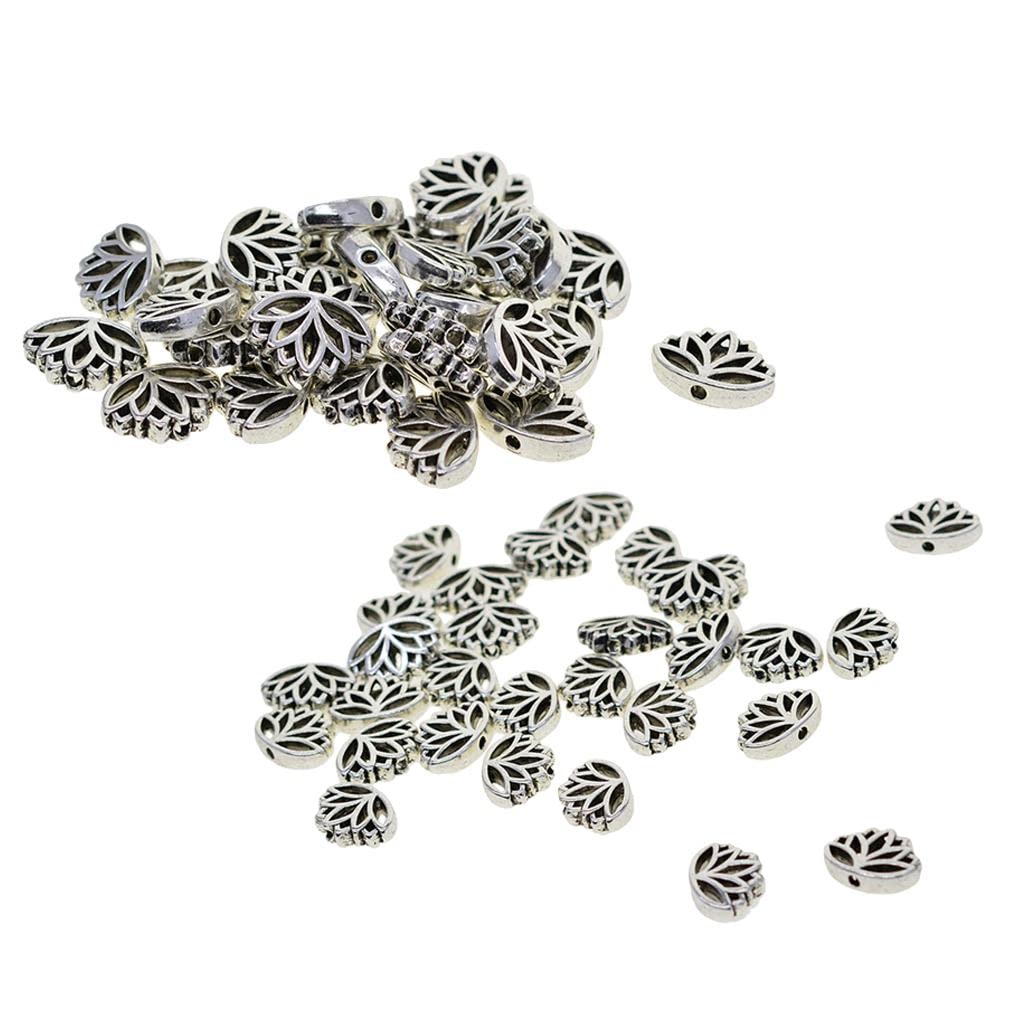 SNAPPSY 60x Tibetan Silver Hollow Out Buddha Yoga Lotus Flower Metal Spacer Beads-image-24