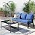 HOOOWOOO Outdoor Patio Conversation Set of 2 Pieces with Modern Outdoor Couch 3-Seat Sofa Coffee Table Wicker Outdoor Furniture Bistro Set for All Weather,Blue Cushion