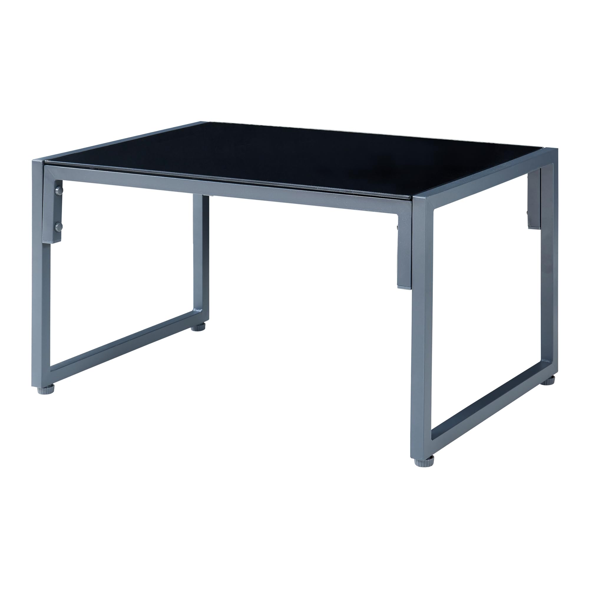 casa.pro Set Salottino per Esterno Set Mobili da Giardino Divano Modulare a 3 pezzi e Tavolino con Piano in Vetro Nero Arredo per Terrazza Patio - Grigio Scuro