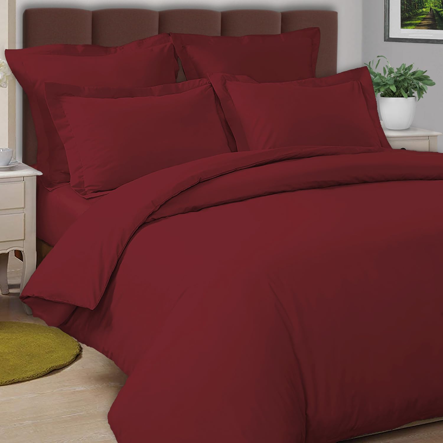 Pizuna Cotton Percale Duvet Cover Set Double Size 200x200cm Rio Red