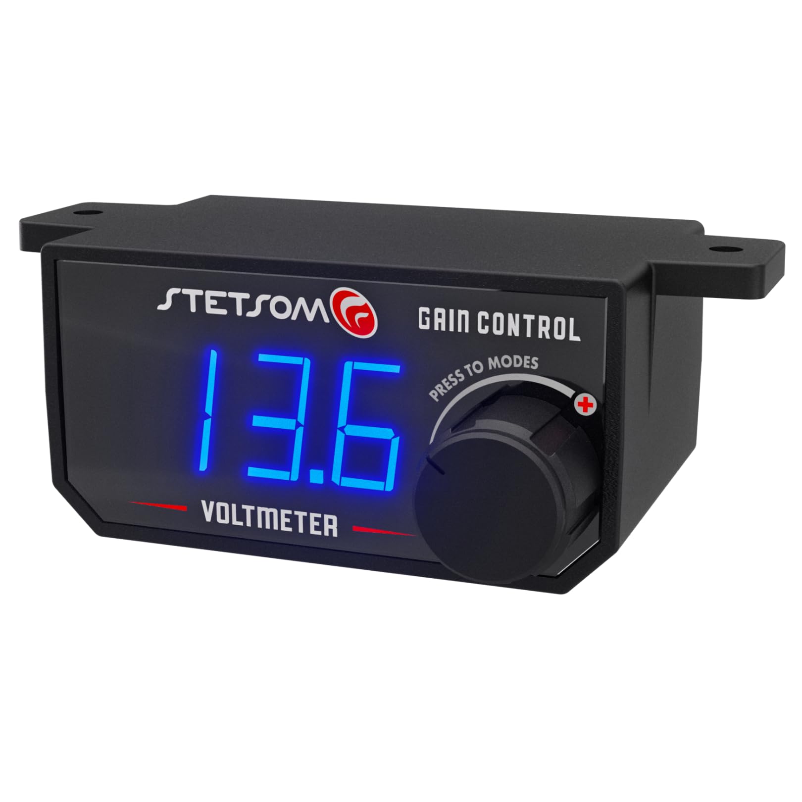 Stetsom Manopola universale per basso 4 in 1 con voltmetro, controllo guadagno, interruttore on/off, convertitore alto-RCA, display LED blu per amplificatore