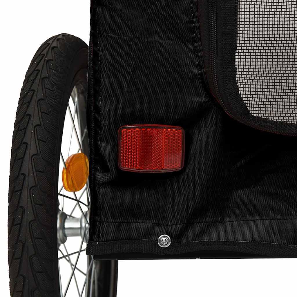 Mangloder Fahrradanhänger für Hunde Schwarz aus Oxford-Gewebe und Eisen, 124 x 53 x 53 cm, klappbar für Transport Reise Spaziergang Outdoor mit Netz Schutz und Reflektoren