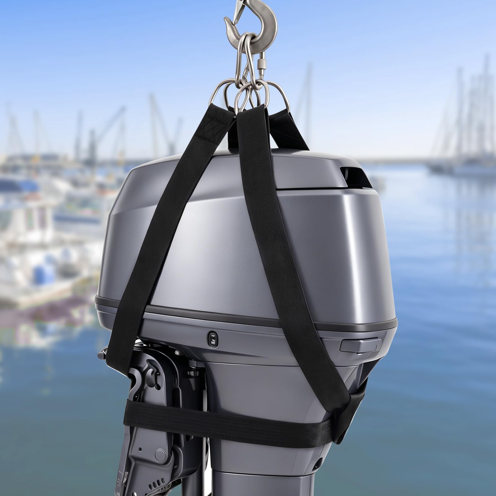 Outboard Motor Hoist Harness Set for 30-60 Hp Engine Lift Straps