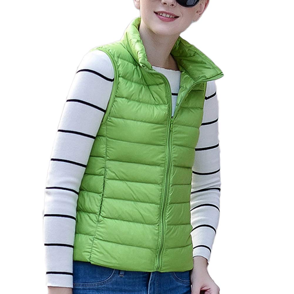 YOUCAI Packable Down Jacket Women Gilets Stand Collar Bodywarmer Lightweight Quilted Vest Jacket Padded Waistcoat,Green 2,L