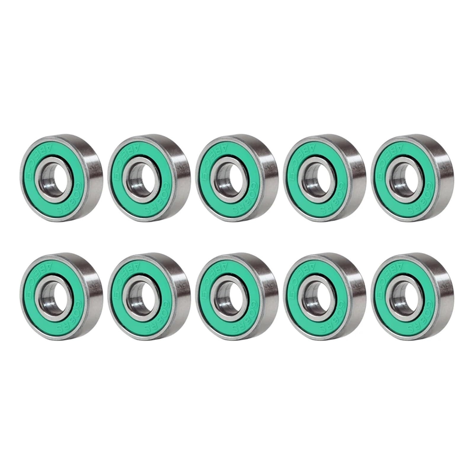 10 Stück Inline-Skate-Lager, tiefe Rillenkugel, 608RS, ABEC-9-Kugellager, Kohlenstoffstahl, Longboard-Lager for Skateboards (grün) - Dichtungssatz-Sortiment(Green)
