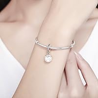 Vista 5 de Love Heart Auténtico Original 100% Plata de Ley 925 Abalorio de Abalorios Hermosos Abalorios de Arco de Cristal para Pandora Pulsera Mujer Collar