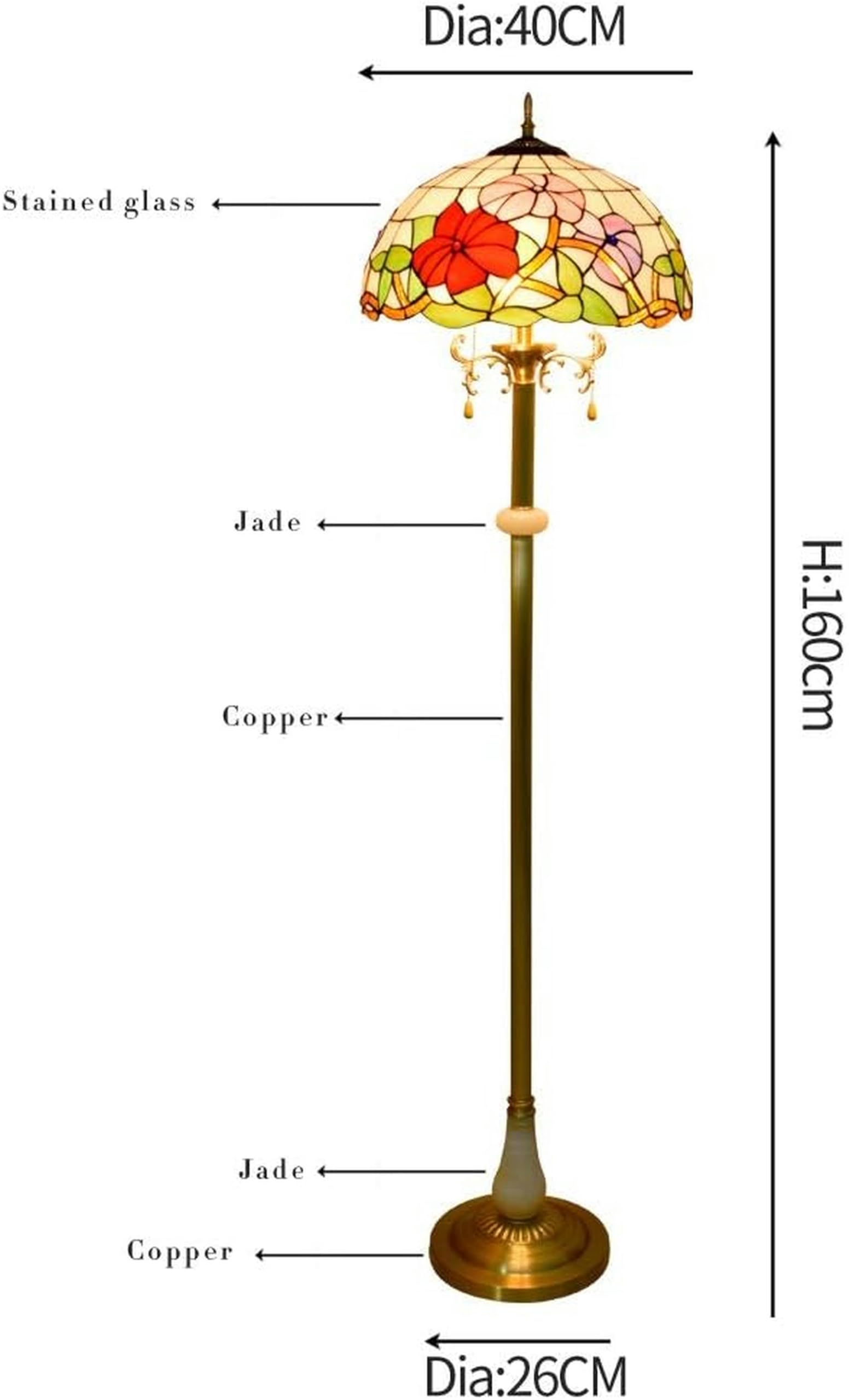 Stojąca Lampa Do Czytania Tiffany 16 Cali,Styl Europejski,Wysokiej Jakości,Lampa Morning Glory,Czysta Miedź,Pionowa Lampa Do Czytania,Do Gabinetu,Salonu,Sypialni