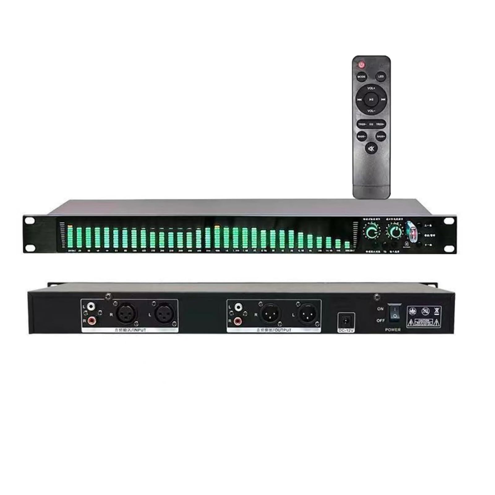 Ecualizador gráfico estéreo de 31 bandas con ajuste digital y pantalla de espectro LED, 21 efectos preestablecidos y reducción automática de ruido, ecualizador de audio doméstico for estudio