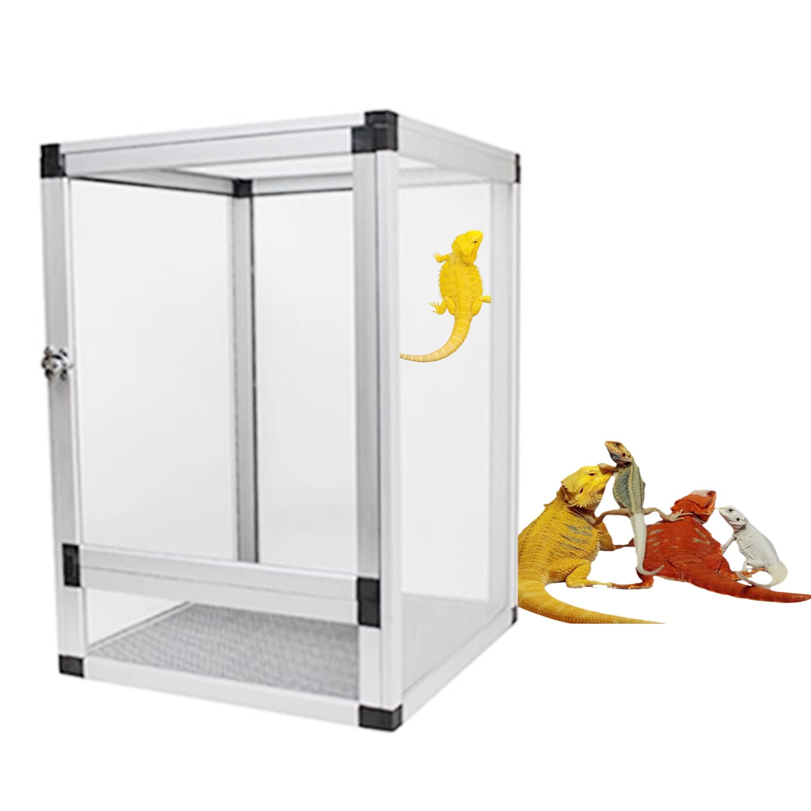爬虫類ケージ 60×40×40 メッシュ アクリル扉 カメレオン ケージ ペット