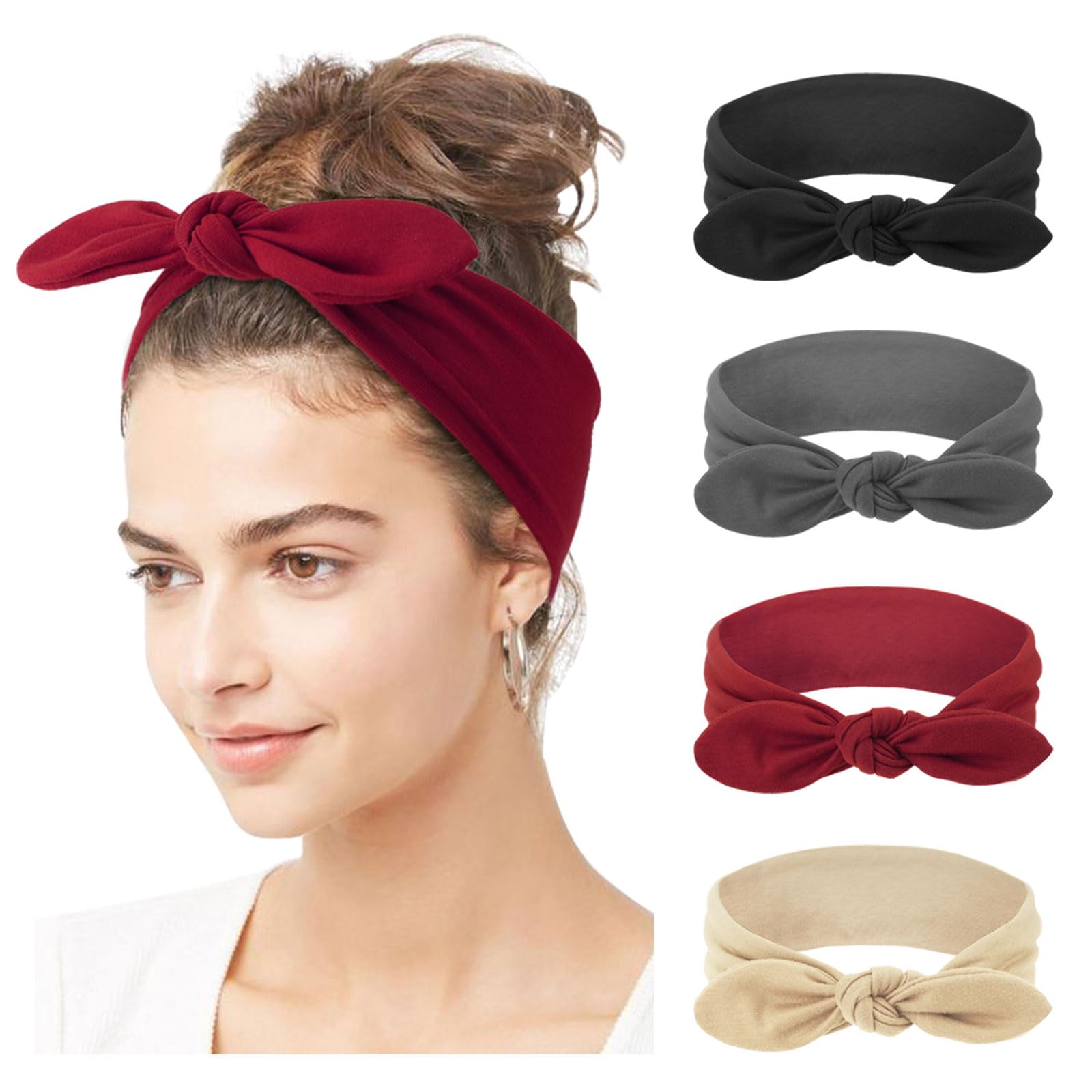 DRESHOW 4 Pack Women Headbands Headwraps Hair Bands Bows Hair Accessories