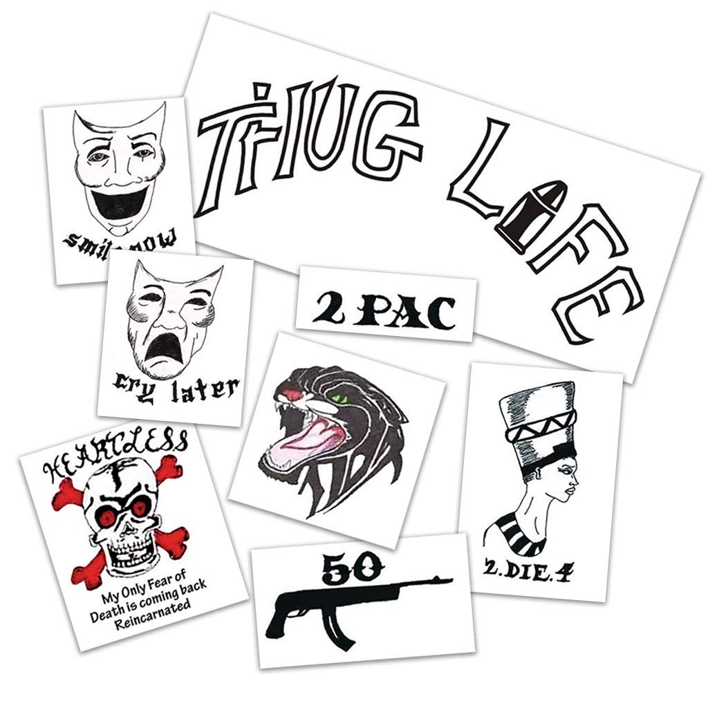 Thug Life Celebrity Rapper Temporary Tattoos Skin Saf vrogue.co