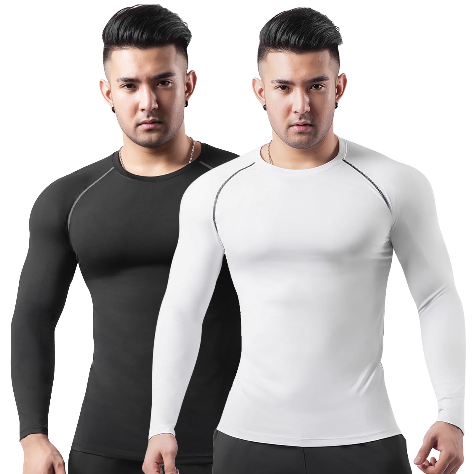 HomyComy Short Sleeve Compression Shirt Camiseta Hombre (Pack de 2)