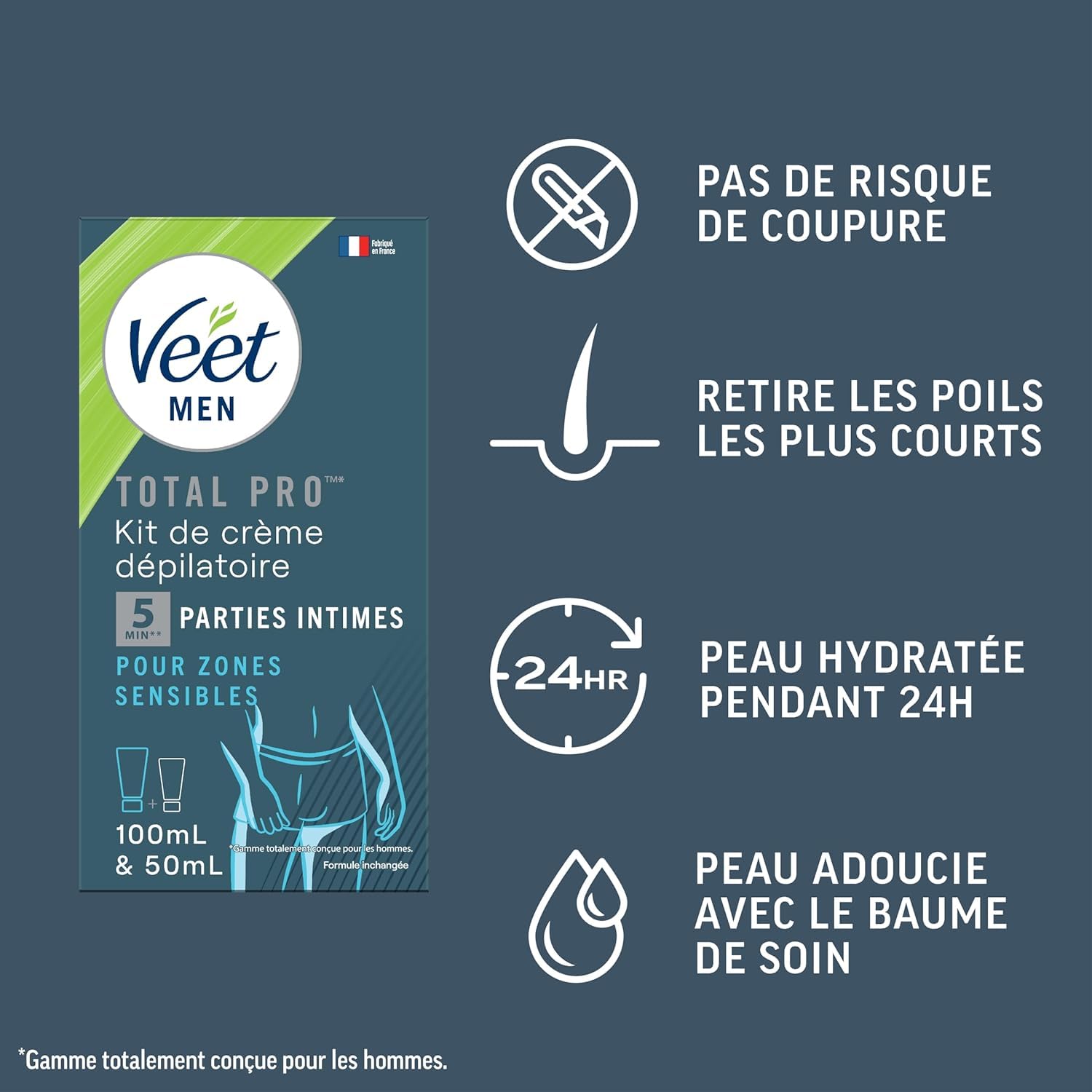 Visiter la boutique Veet Veet Men - Kit d’Épilation Parties Intimes - Crème Dépilatoire 100ml et Baume de Soin 50ml - Zones Sensibles in use