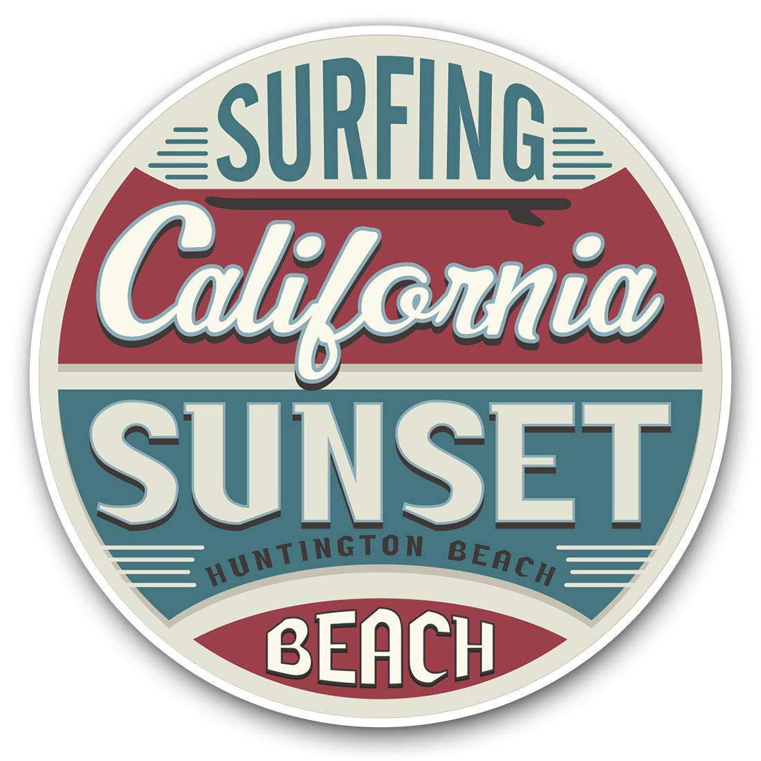 Vinyl Stickers (Set of 2) 10cm - Huntington Beach Surfing California Decals for Laptops,Tablets,Luggage,Scrap Booking,Fridges, 6716