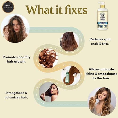 Miniatura 3 de Champú para el crecimiento del cabello Rice Water 10.1 fl oz  Champú espesante natural y orgánico para la pérdida y adelgazamiento del cabello  Con