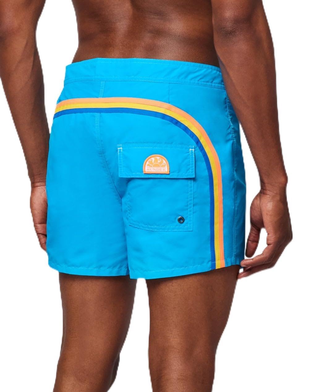 Sundek Men's Sky Blue Iconic Taffeta Fixed Waist Short Swimshorts 30
