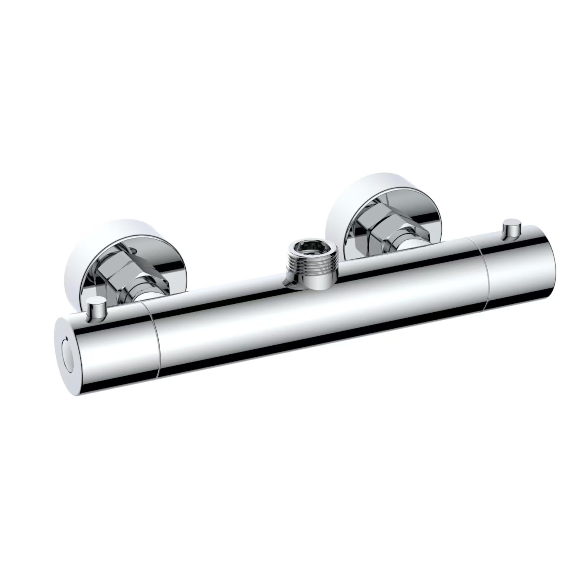 Enki Chrome Dune, T32, Thermostatic Shower Mixer Valve, Bar Shower Mixer Valve, Anti Scald Device, Modern Design, Constant Temperature Control, Top Outlet, For Rigid Riser Rails Or Slider Rails
