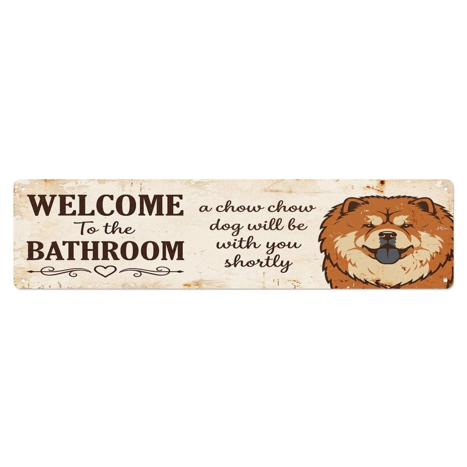 Vintage WELCOME To The BATHROOM Chow Chow Dog Metal Tin Sign