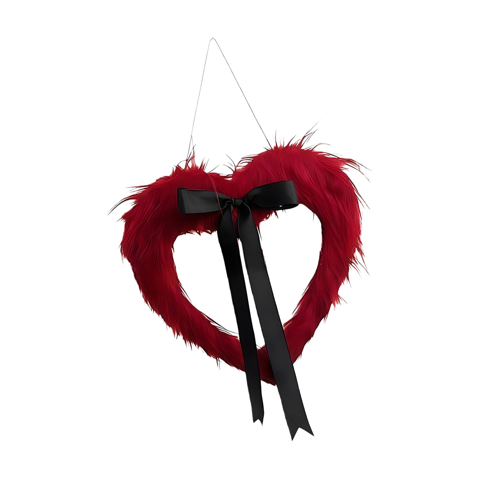 Msioytog Love Garland 15.7In Red Heart Wreath Valentine Day Heart Wreath Valentines Day Wreaths With Silk Bows For Front Door Decors "