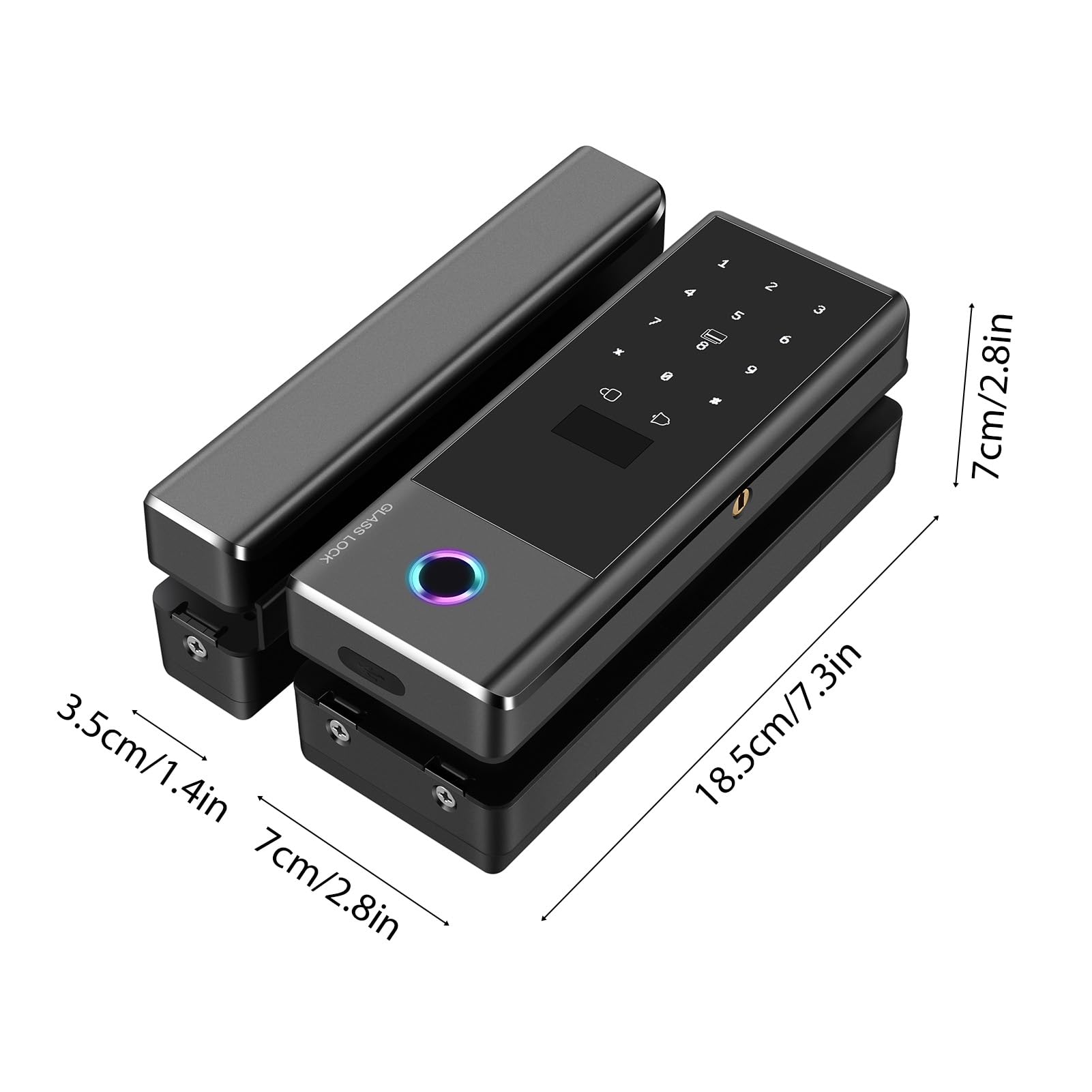 Smart Lock Cerradura de puerta de cristal WiFi Remote App TY Huella dactilar Contraseña Tarjeta IC Cerradura de puerta Intercambiable Dirección del cuerpo de cerradura para puerta de oficina o