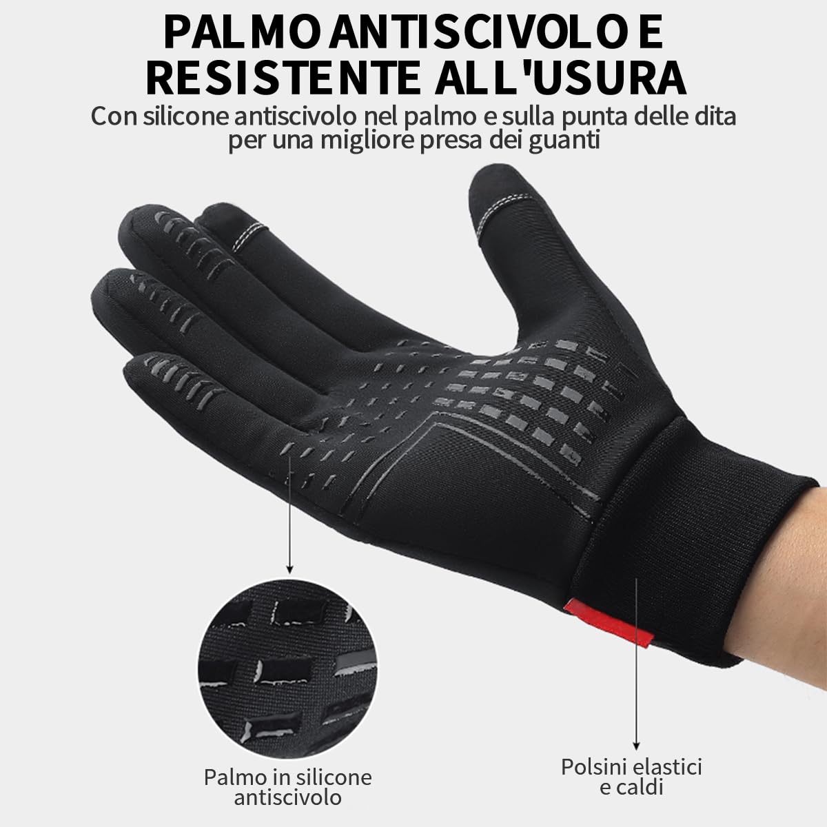 Guanti Invernali,Guanti Termici Invernali da Uomo e Donna,Touch Screen Guanti Antiscivolo Antivento Guanti per Corsa,Guida,Ciclismo,Arrampicata,Lavoro,Attività All'Aperto,Resistente All'Acqua,Circonfe