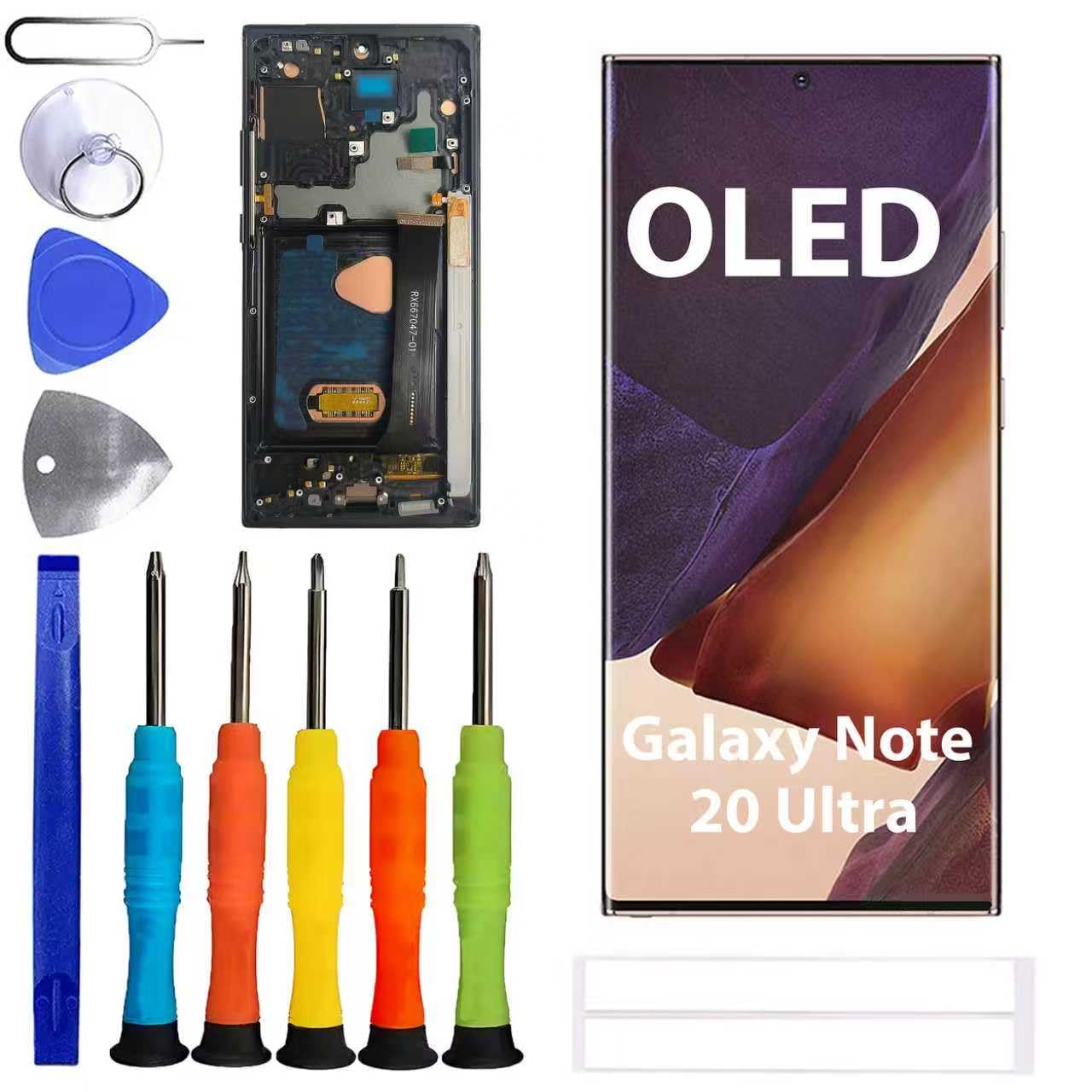 Wyświetlacz OLED do Samsung Galaxy Note 20 Ultra SM-N985F, SM-N985F/DS [z ramką] [z odciskami palców] [6,9 cala] wyświetlacz LCD Touch Screen Digitizer z zestawem narzędzi
