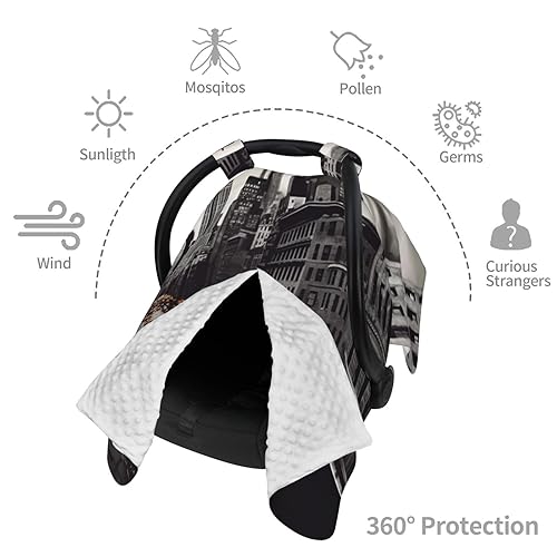 Miniatura 8 de Baby Car Seat Canopy Cover for Mom, Soft Breathable Nursing Breastfeeding Covers Multi Use Stroller Sun Shade Newborn Shower GiftLove from New York