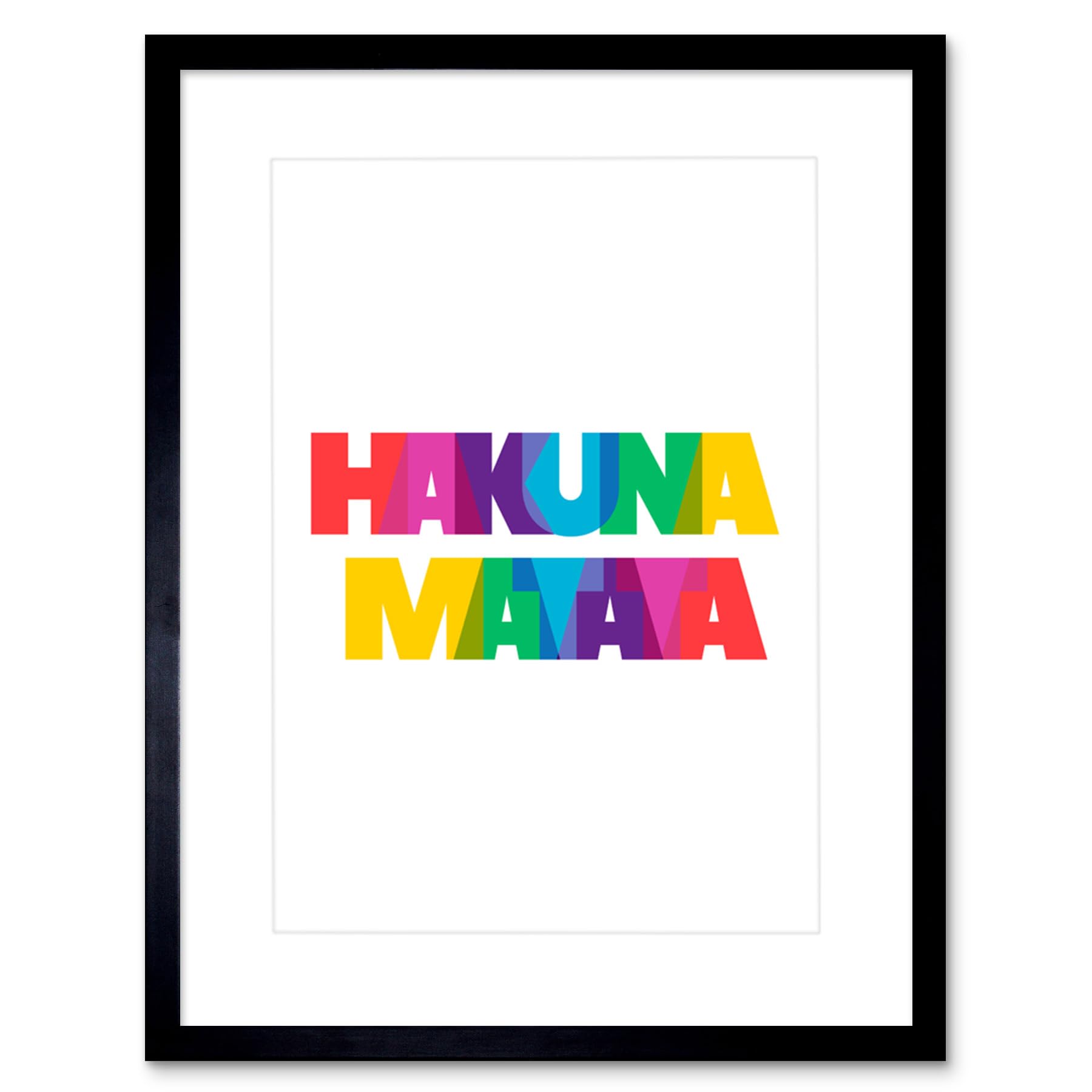 Wee Blue Coo Hakuna Matata Colourful Typography Framed Wall Art Print