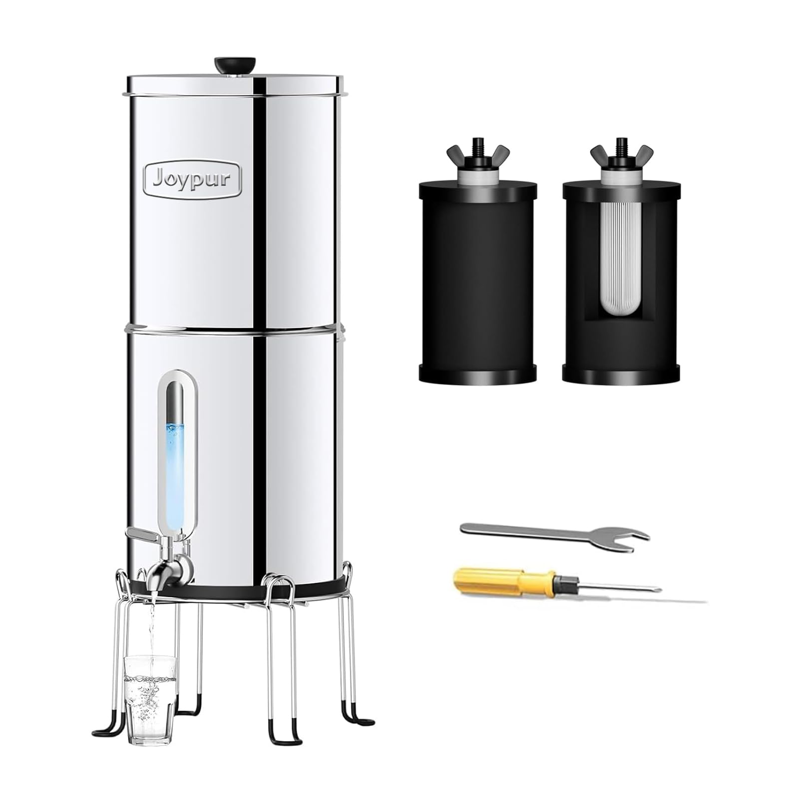 Sistema de filtro de agua de gravedad de 5.7L con indicador de nivel de agua para uso doméstico y viajes en autocaravana con certificación EU 98/37/EC, NSF/ANSI 42 y 372, filtro de