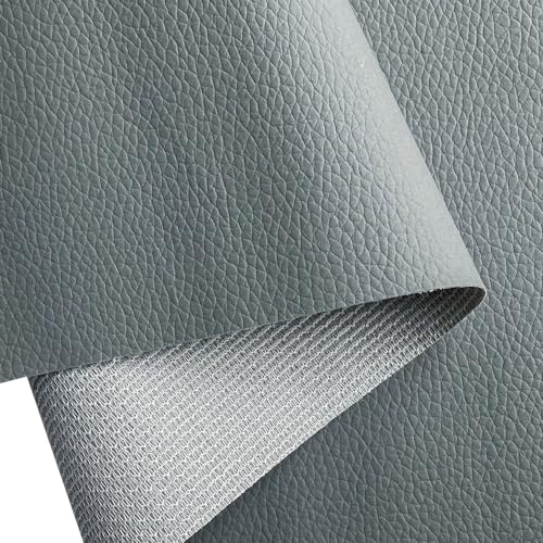 XHT Tissu en cuir synthétique de qualité supérieure au mètre, imperméable, couture, réparation, gris - 100 x 160 cm