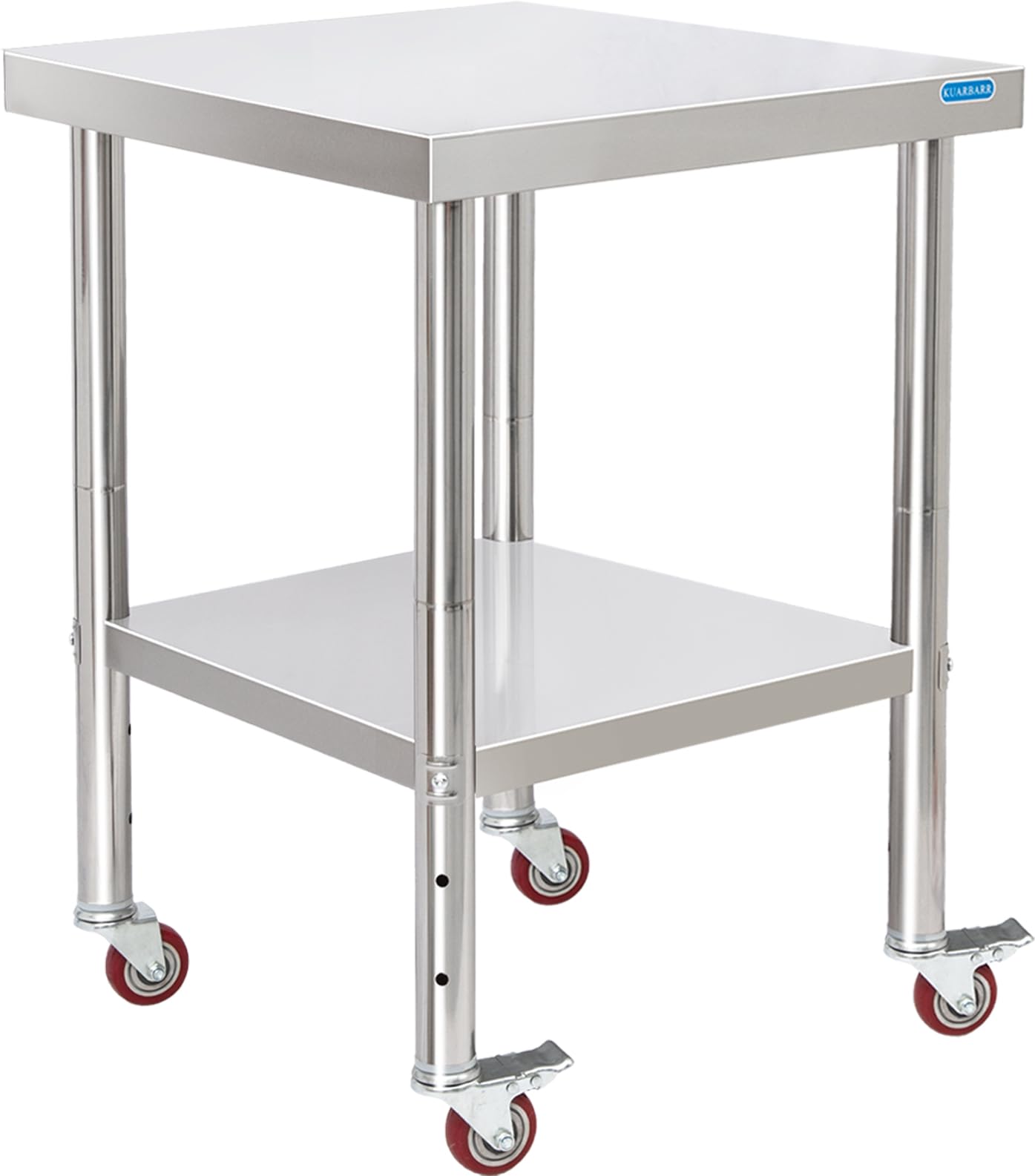 Stainless Steel Table for Prep & Work with Undershelf 24 x 24 Inches NSF Metal Commercial Kitchen Prep Table with Adjustable Under Shelf Worktable for Restaurant Home Outdoor