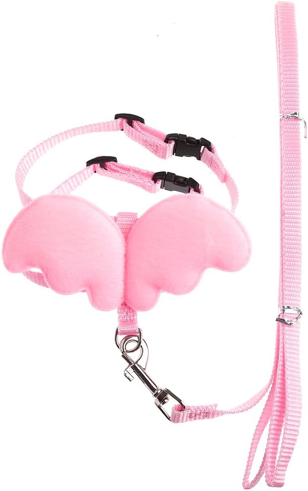SELFON Dog Rabbit Ferret Pig Harness Leash Adjustable Pet Angle Wing Lead Strap(Pink,XS)