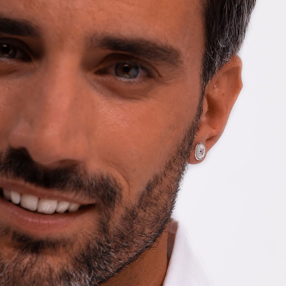 forme di Lucchetta - Mono Orecchino Diamante Nero Uomo Argento