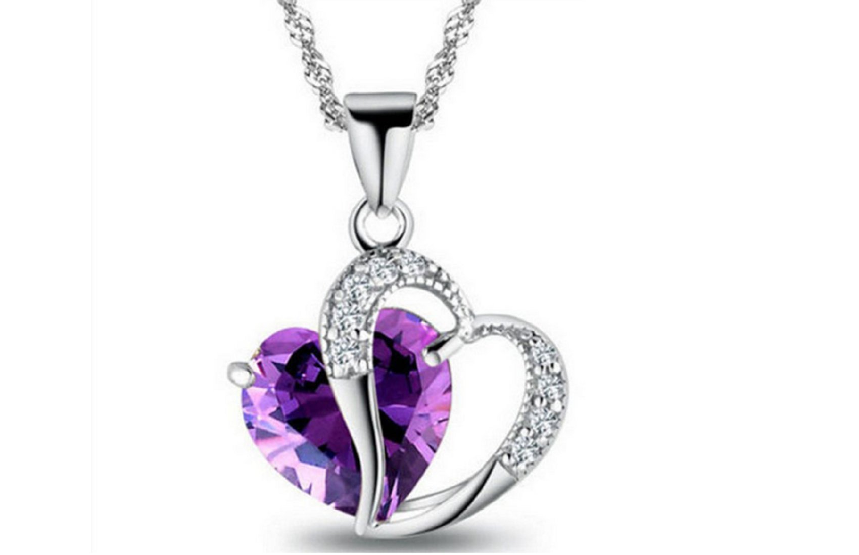 GISELE BNecklaces for Women 925 Sterling Silver Heart Pendant Chain Jewellery Crystal Gifts for Wife Mum Her Birthday Mothers Day Valentines Gift