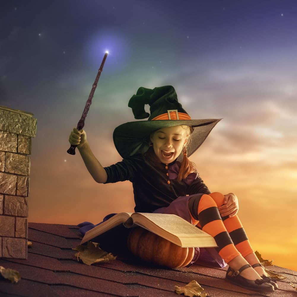 Aomig Bacchetta Magic, Mago Bacchetta con Luce e Suono,Bacchetta Magica in Plastica Magic Giocattolo per Bambini, Cosplay Props Costume da Festa Accessorio (Marrone)