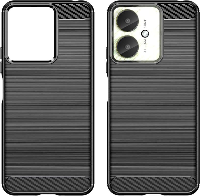 Image of NPRC Hybrid Ultra Slim Protective Case TPU Non-Slip Carbon Fiber Texture Shockproof Case Cover for Redmi 13c 5G - Black