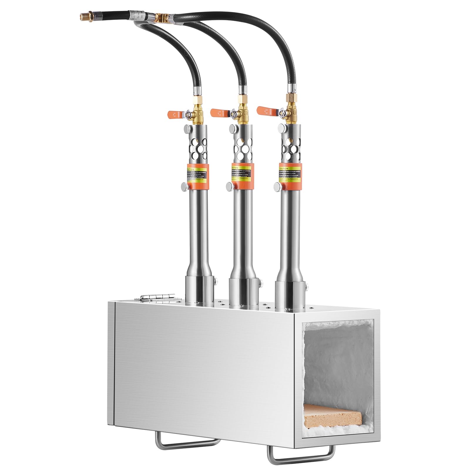 VEVOR Forgia a gas propano portatile, forno a gas quadrato con 3 bruciatori, temperatura max 1427 ℃, utensili e attrezzature per forgiatura a gas in acciaio inox, per colteliere Maréchaux-Ferrants