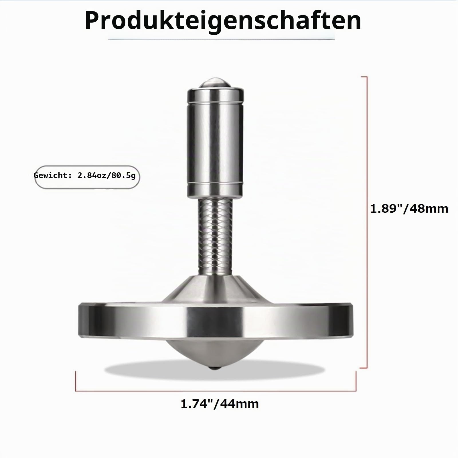 Präzisions kreisel mit Schnur, Hochleistungs-Gyrospielzeug aus rostfreiem Metall und ohne Schwerkraft, erstaunliche Drehzeit von bis zu 15 Minuten, effiziente Zeitverschwendung (S, Silber)
