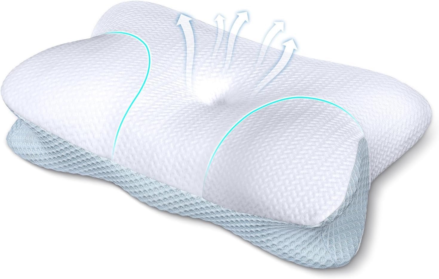 Cervical Neck Support Pillow, Ergonomic Memory Foam Pillow for Proper Alignment, Contoured Orthopedic Pillow for Side, Back & Stomach Sleepers, Breathable Removable Cover