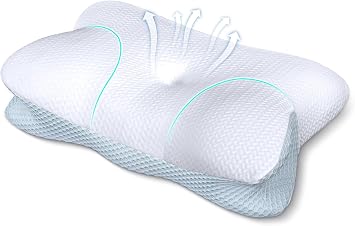 Cervical Neck Support Pillow, Ergonomic Memory Foam Pillow for Proper Alignment, Contoured Orthopedic Pillow for Side, Back & Stomach Sleepers, Breathable Removable Cover
