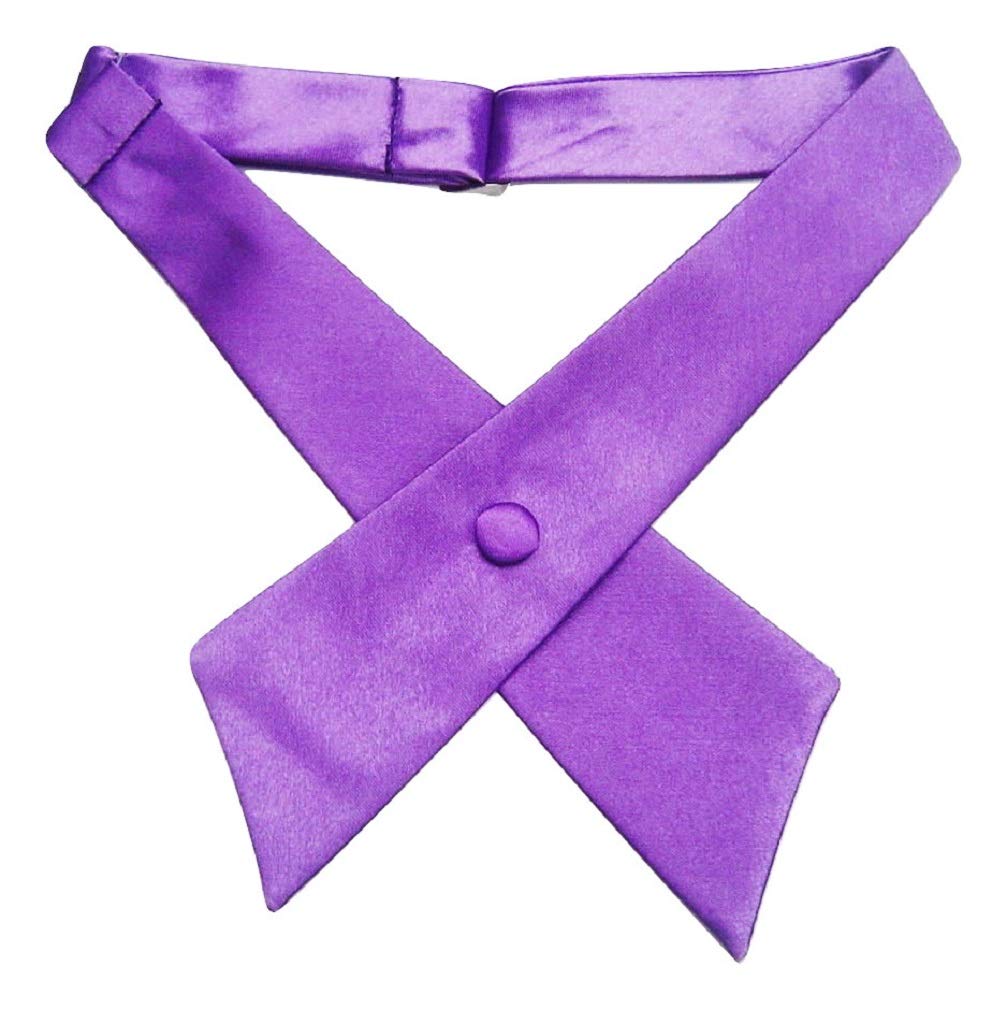 Ll. Men's Purple L&L® Unisex Cross Over Bowtie Necktie Cravat Pre Tied Adjustable Bow Tie Satin (Purple)