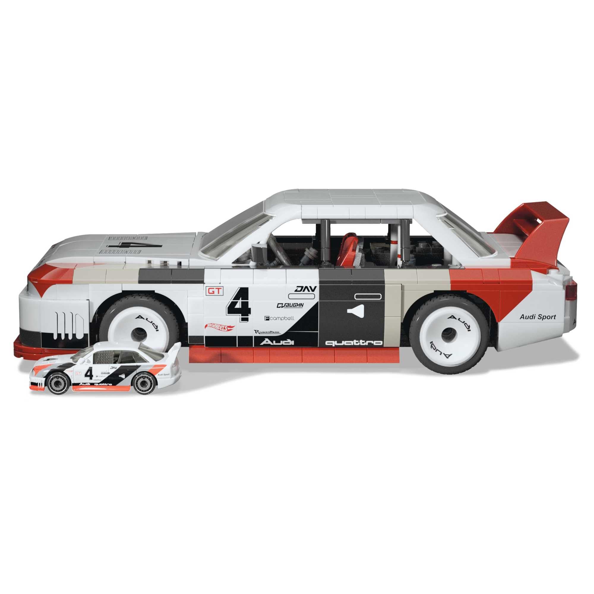 MEGA Hot Wheels Audi 90 Quattro IMSA GTO Jouet de construction automobile avec 973 pièces et modèle miniature en métal, coffret à construire et à exposer pour les collectionneurs, rouge, HRY20
