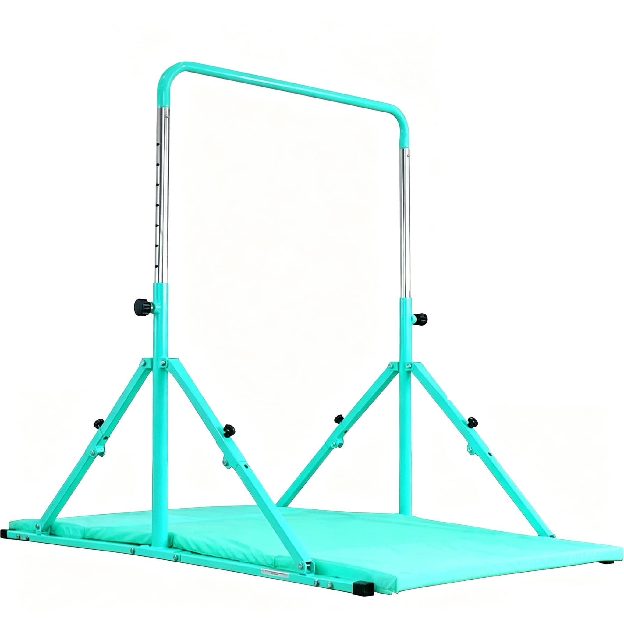 MARFULA Foldable Gymnastic Bar, 9 Height Levels, 200 lbs Weight Capacity, 5 Ft Length Gymnastic Kip Bar with Mat, Gymnastic Equipment for Home and Gym Center Indoor Outdoor Use